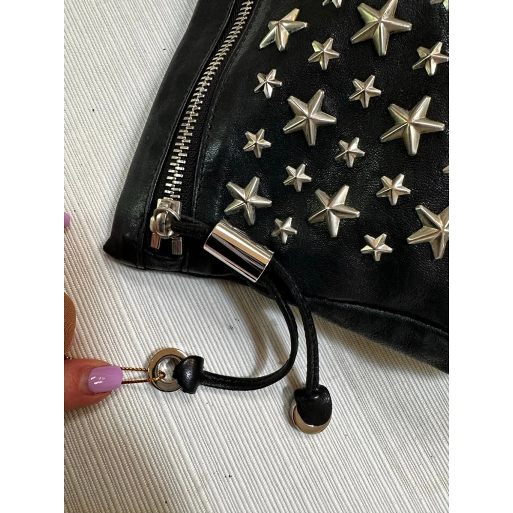 Jimmy Choo Black Leather Star Clutch Bag Silver Hardware - Picture 9 of 11